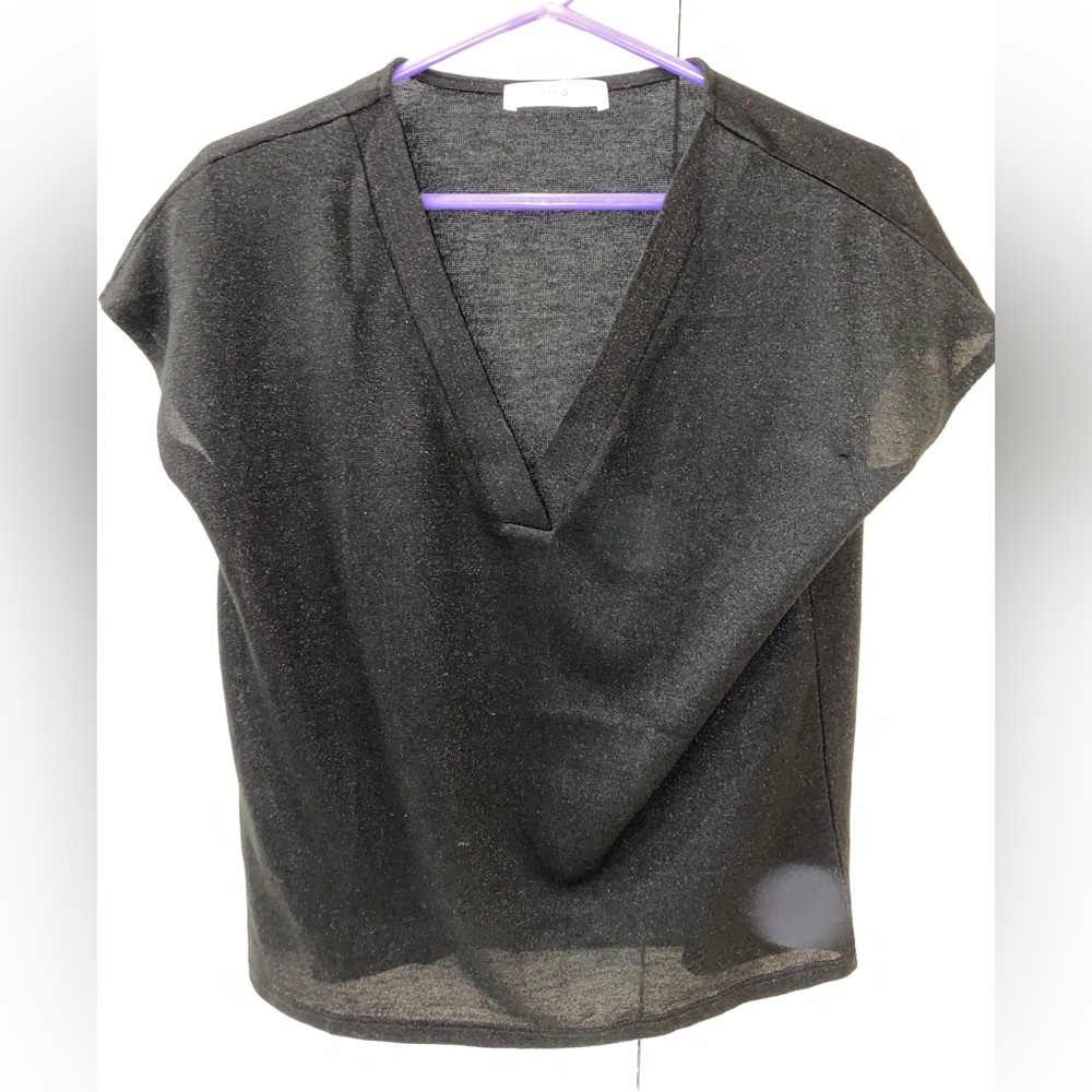 Slightly sheer, sparkly short sleeve top